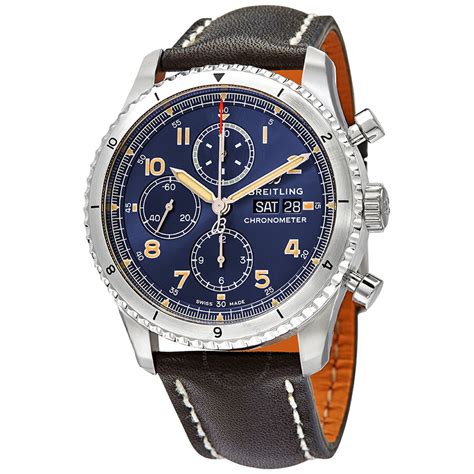 breitling men's aviator 8 silver tone watch w blue dial|Breitling Aviator 8 .